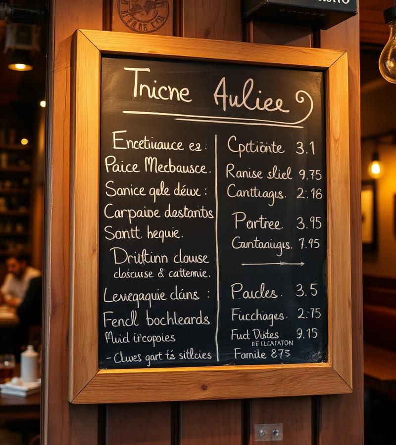 Ardoise du jour Le Plumaçon